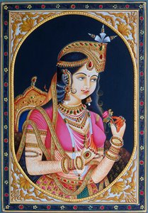 ムムターズ・マハルの肖像 紙本画 作： School Indian