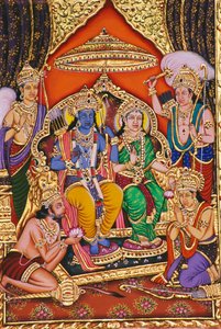 ラム・ダルバール ミニチュア絵画 紙本・エンボス加工 作： School Indian