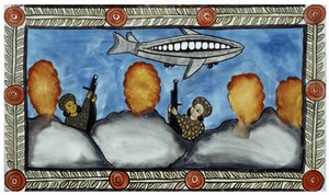 ベンガルの行商人バウルが語る2001年9月11日の同時多発テロの物語。絵画、シリーズ、7/9番、ベンガル。
