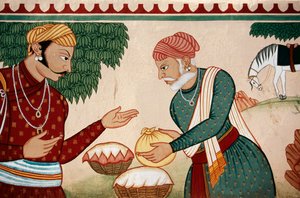 駆け引きの壁画、ジャイプール、ラジャスタン、インド 作： School Indian