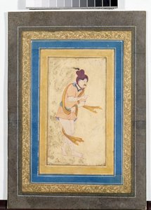 イランの巨匠デルヴィーシュの肖像 - ミニチュア、水彩、グワッシュ、金で描かれたボール紙 (14.8x7.9 cm)、17 世紀初頭 - エルミタージュ国立美術館、サンクトペテルブルク (ロシア)