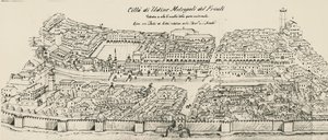 ウディネ市西部の鳥瞰図、彫刻、イタリア 作： School Italian