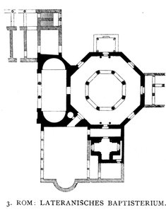 ローマのラテラン洗礼堂の見取り図（リトグラフ 作： School Italian