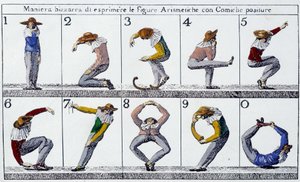 コミカルな姿勢で人物を表現する奇妙な方法 - イタリアのドキュメント, n.d. 作： School Italian