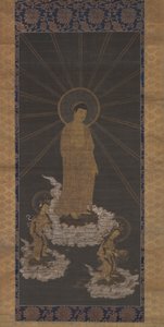 阿弥陀の降臨、または来郷、室町時代 c.1333-1568 (布にインク) 作： School Japanese