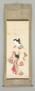 花柄のガウンを着た女性像 作： Japanese School