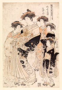 5人の日本人女性（カラー木版画） 作： School Japanese
