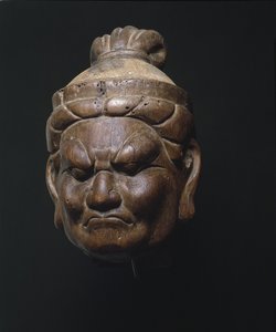 平安時代後期、ロカパラ、天国の王の頭（木） 作： Japanese School