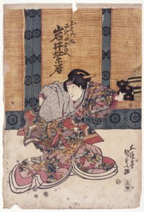 女役岩井四尺（カラー木版画） 作： School Japanese