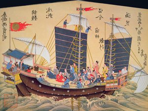 18世紀の日本の商船（木版画 作： School Japanese