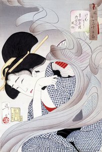 日本の女性、日本のプリント。