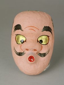 口笛を吹こうとする老人の仮面（日本語 作： Japanese School