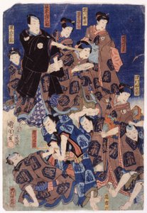 無数の俳優 (トリプティク) (カラー木版画) 作： School Japanese
