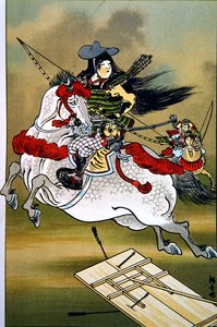 源氏・平氏時代の勇壮な女戦士「巴」（カラーリトグラフ） 作： School Japanese