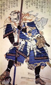 昔の日本の戦士（カラー木版画） 作： School Japanese
