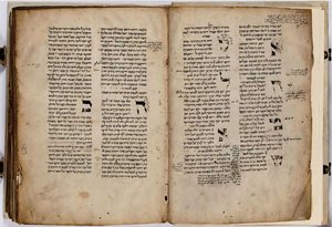 ヤコブ・ベン・アッシェルの「アルバ・ア・ツーリム」（羊皮紙にインク 作： School Jewish