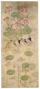 八曲一双のパネル（紙に天然顔料） 作： School Korean