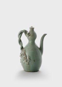 瓢箪の急須（釉薬と浮き彫りの装飾が施された石器と磁器） 作： School Korean