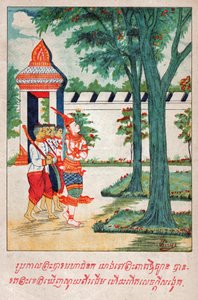 マハジャナカジャタカ。(エングレービング、1910年頃) 作： School Laotian