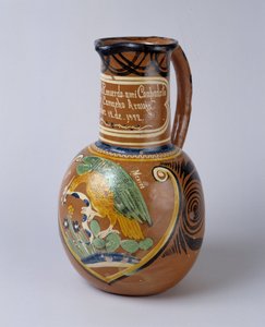 民芸品：メキシコ産、塗装とニスを施したテラコッタ製のプルケ瓶（アガベアルコールを発酵させる）。1972年 バルセロネット・ラ・ヴァレー美術館（オートプロバンス山脈 作： School Mexican