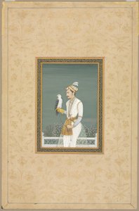 鷹と王子の肖像 作： School Mughal