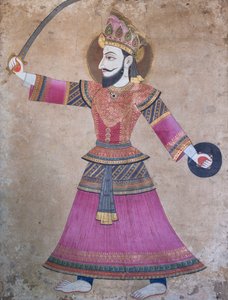 戦士の姿勢でマラ王の肖像画 作： School Nepalese