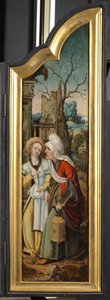 羊飼いたちの崇拝（三連祭壇画の左側のパネル） 作： School Netherlandish