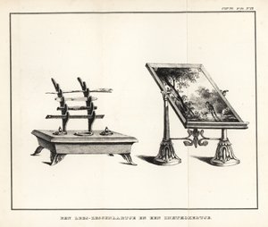 読書用講壇（風景付き、インクスタンド付き、羽ペン付きインク壺付き 作： School Netherlandish
