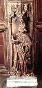 ラテン四大教父の一人、聖グレゴリウス（木材） 作： School Netherlandish