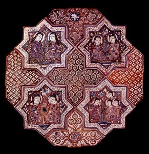 ペルシャ美術：ダムガン出土の壁画ファイアンスパネルの断片。ワシントンアートミュージアム 作： School Persian