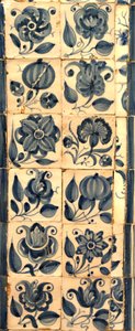 様々な種類の花を描いたパネル、ポルトガル、タルーカ（陶製タイル 作： School Portuguese