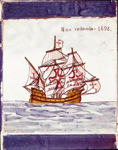 ポルトガル船団のカラケ（身廊）の表現（陶板に描画 作： School Portuguese
