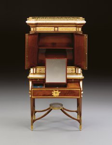 ロシアのオルモルに取り付けられた白い大理石とマホガニーのボヌールデュジュール、1790年頃（オルモル、大理石、マホガニー） 作： School Russian