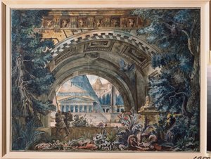 アーク。 演劇の準備装飾。 ロシアの巨匠の作品、キャンバスに描かれたテンペラ