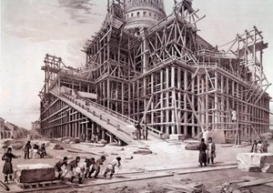 冬の宮殿（サンクトペテルブルク）の教会建設。ロシア派の絵画 作： School Russian