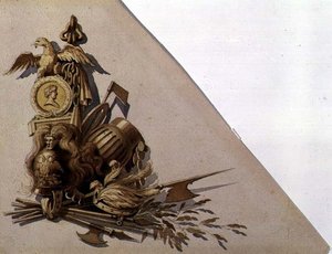 新古典主義的な武器のトロフィー、ロシア、1825年頃（水彩・紙）