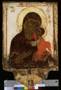 「優しさの聖母 (Our Lady)」または「Virgin Eleusa (エレウサ)」 ロシアのアイコン。 14世紀末から15世紀初頭の木に絵付け。 国立ロシア美術館サンクトペテルブルク 作： School Russian