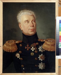 探検家提督イヴァン (アダム) クルセンシュテルン (1770-1846) の肖像 (探検家提督 I.クルセンシュテルンの肖像)。 キャンバスに油彩、1850年頃、19世紀のロシア美術。 国立中央海軍博物館、サンクトペテルブルク。 作： School Russian
