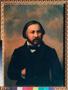 作曲家ミハイル 1 世グリンカの肖像 (1804-1857) - 作曲家ミハイル 1 世グリンカの肖像 - 匿名の絵画、キャンバスに油彩、1850 年頃 - 19 世紀のロシア美術 - プーシキン記念博物館、サンクトペテルブルク 作： School Russian