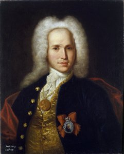 科学者、軍事技術者、発明家のアンドレイ・ナルトフ (1683-1756) の肖像画。 (科学者、軍事技術者、発明者 A. ナルトフの肖像)。 匿名の絵画、キャンバスに油彩、1725 年頃。ロシア美術 作： School Russian
