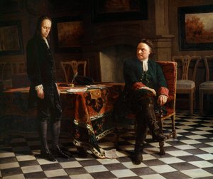 ロシア皇帝ピョートル1世(1672-1725)と息子アレクシス(1690-1718)の肖像 ロシア派の絵画 作： School Russian