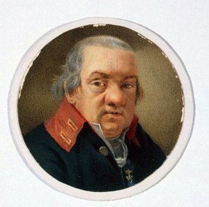 建築家ジャコモ・クアレンギ (1744-1817) の肖像、匿名アーティストによる紙の水彩画 作： School Russian