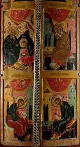 4人の福音書記者 ロシアのアイコン。1660年の木版画。ルーアン、美術館