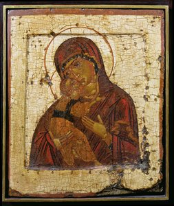 A Mãe de Deus de Vladimir, ícone russo, Escola Pskov, final do século XV (têmpera no painel) 作： School Russian
