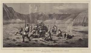 中央アジアのロシア人、囲まれて追われる軍隊（エングレービング 作： School Russian