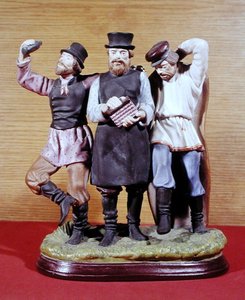 酔っぱらった3人のモジク モスクワのガードナー工場製 1860～70年頃（磁器） 作： School Russian