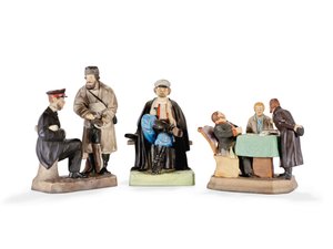 ガードナー磁器工場による3つの磁器人物群 19世紀後半（磁器 作： School Russian