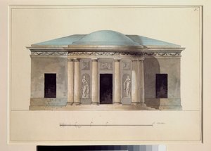 コンサートホール。 ロシアの巨匠の作品、紙に水彩、1826 年頃。国立野外博物館ツァルコエ セロー、サンクトペテルブルク。 作： School Russian