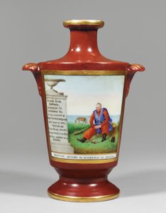 ザポロージアンのコサックを描いた花瓶 1825年頃（磁器 作： School Russian