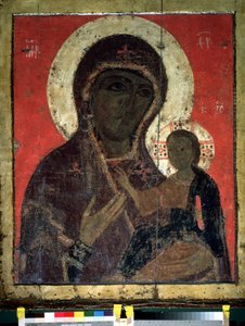 「処女ホデゲトリア（Hodigitria）」 ロシアのイコン。 13世紀の木版画。 国立トレチャコフ美術館、モスクワ 作： School Russian